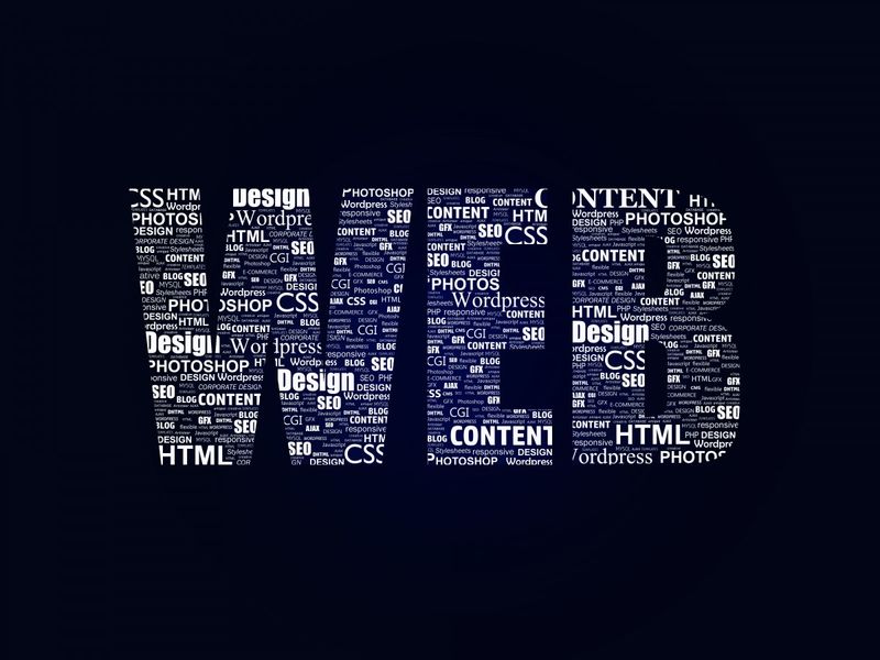 Duży napis WEB złożony z innych słów